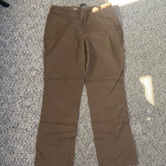Eddie Bauer Legend Wash Curvy Straight Chino Pants Acorn Sz 10S NWT 100% Cotton - Picture 1 of 10